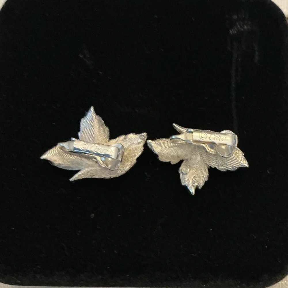 Coro Silver Tone Clip-On Leaf Earrings